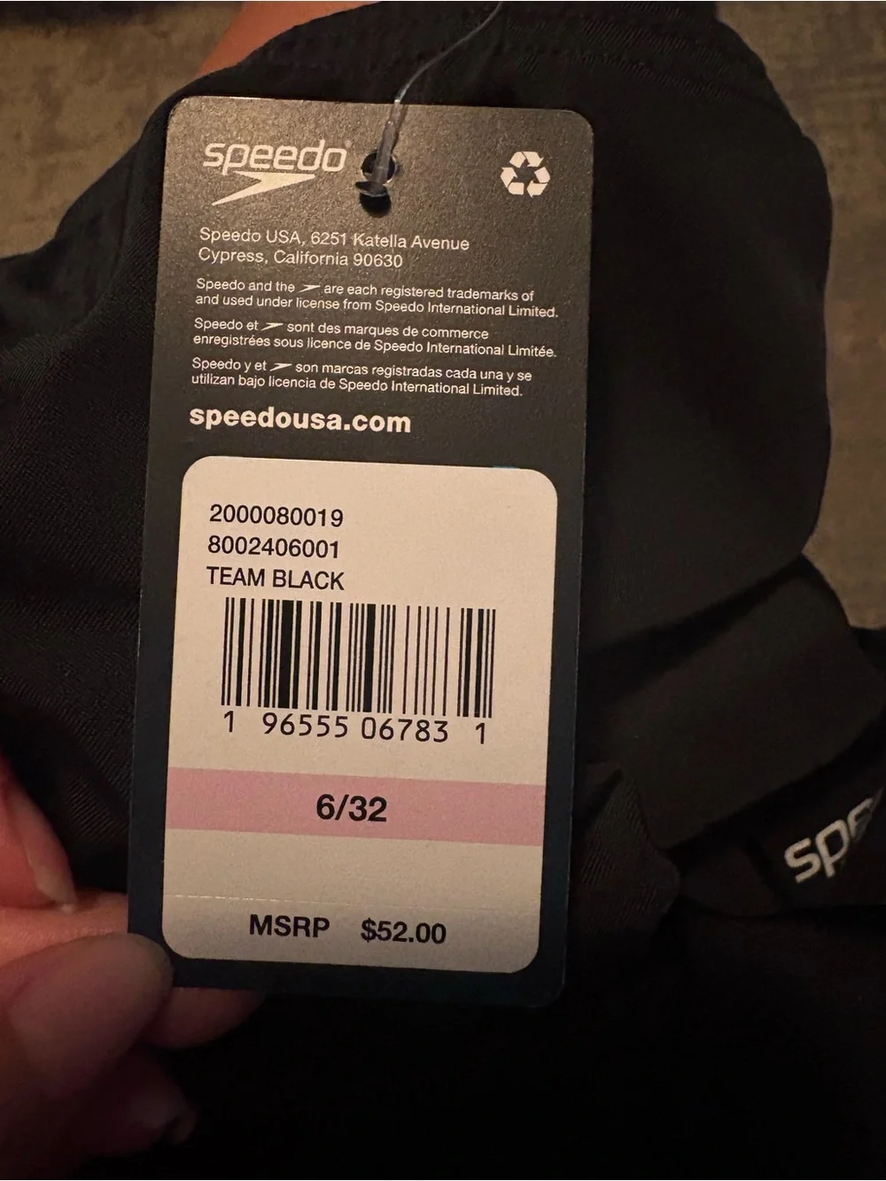 Speedo Black Team One-Piece Swimsuit